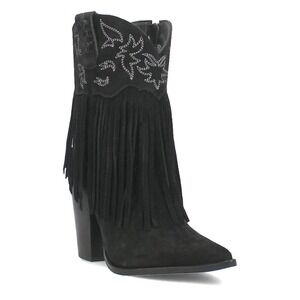 Dingo Crazy Train Fringe Embroidery Pointed Toe Zippered Cowboy Boots Womens 9.5